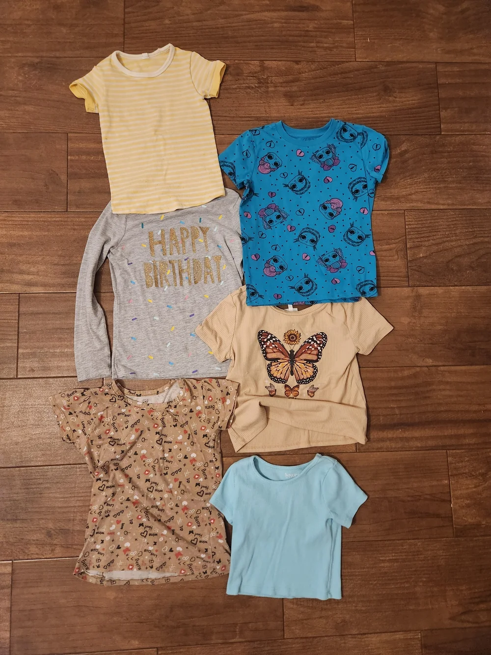 Girl's Mixed Pajama and Tee Set  shorts Yellow Blue Gray Beige Turquoise m 8 10